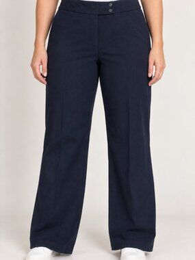 Good Clothes Navy Size 16 Wide Leg Pants Stretch Quiet Luxury Wardrobe